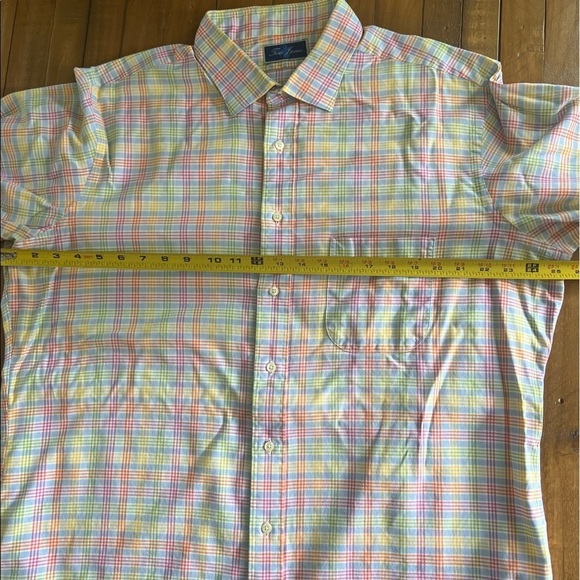 Tom James Plaid Pastels Custom Tailored Collared Button Down Dress Shirt - Picture 8 of 11